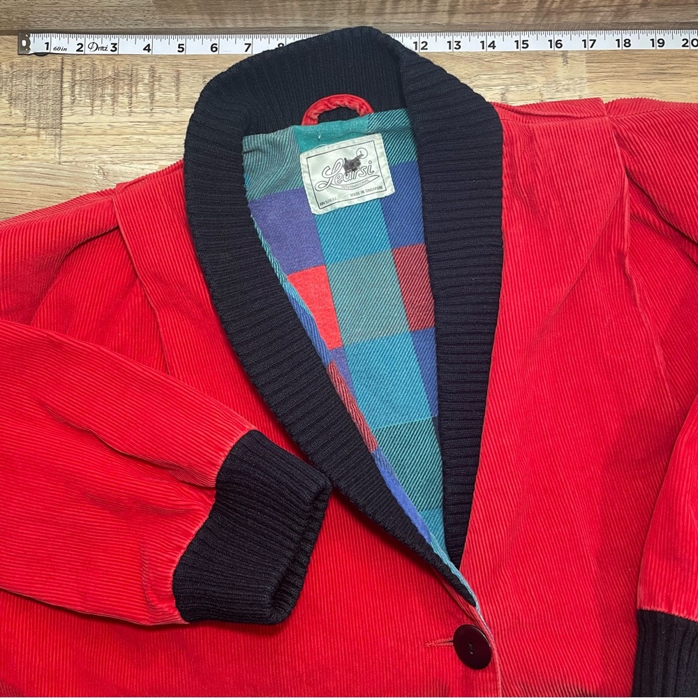 Vintage‎ Learsi Corduroy Fleece Lined Long Sleeve Jacket Womens Large Red
